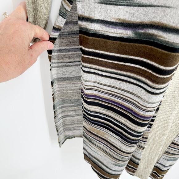 Kori America NEW Sage/Mix Stripes Sequin Elbows Duster Cardigan Womens Sz S - Picture 3 of 7